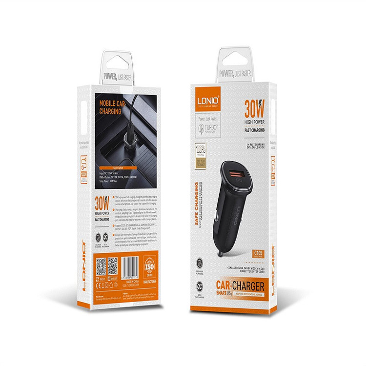 شارژر فندکی 30W الدینیو مدل C105